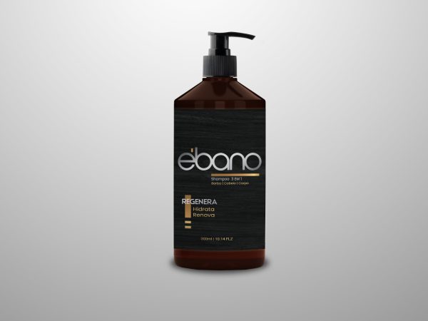 Shampoo Ébano 3 EM 1 BARBA CABELO CORPO